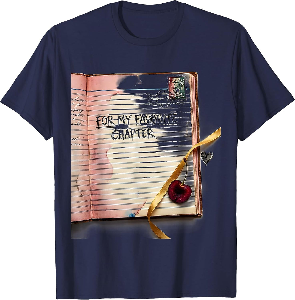 For My Favorite Chapter Cute Bookworm Chapter Birthday T-Shirt - Navy Blue