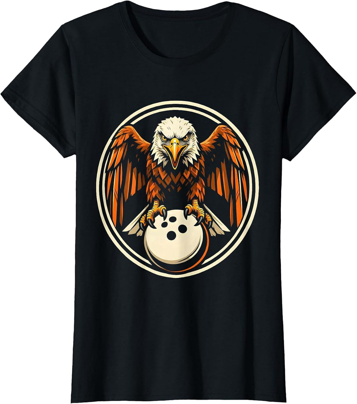 Eagle Carrying Bowling Ball Graphic Design T-Shirt - Black