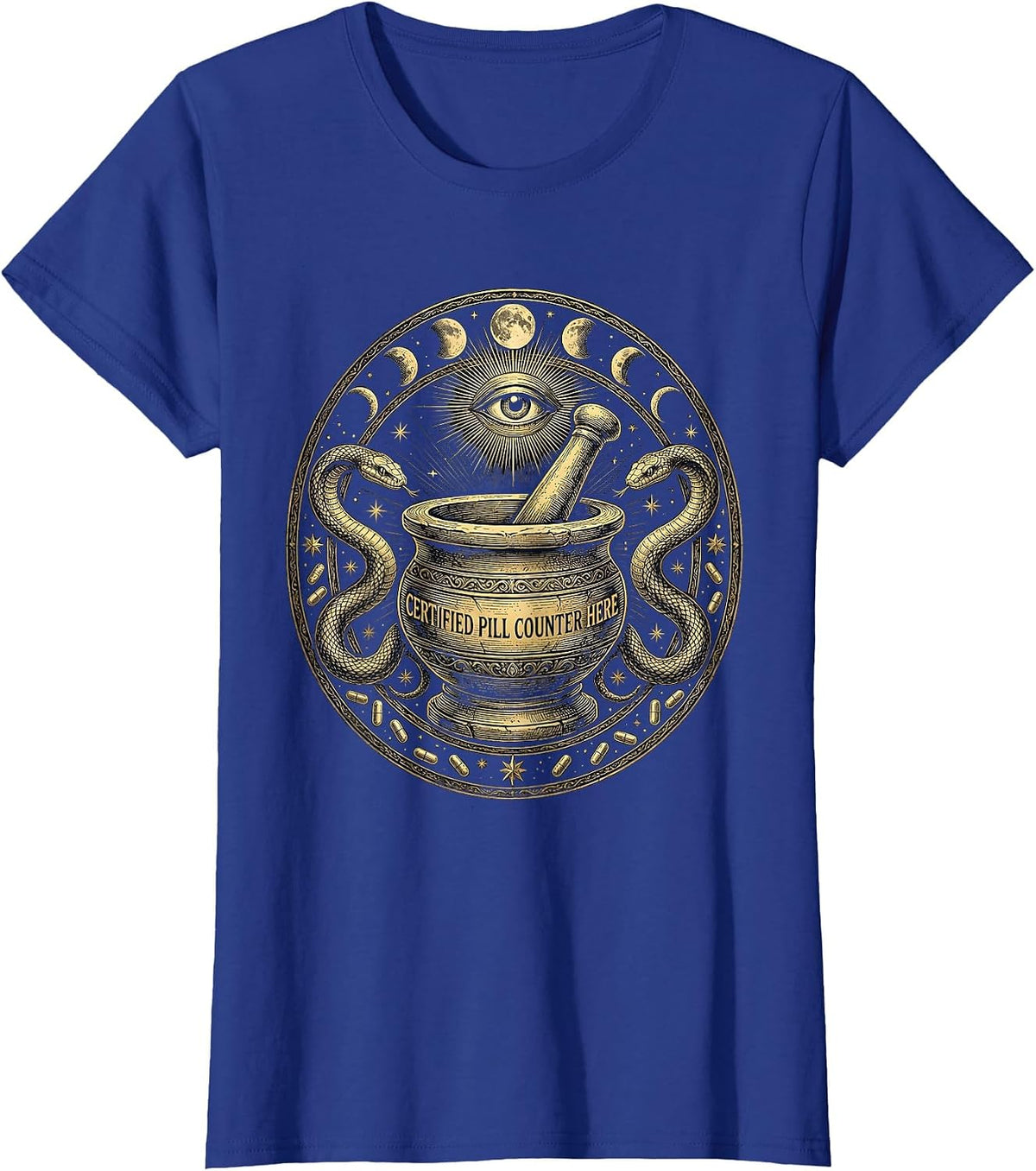 Women's Certified Pill Counter Pharmacy Technician Design T-Shirt - Royal Blue