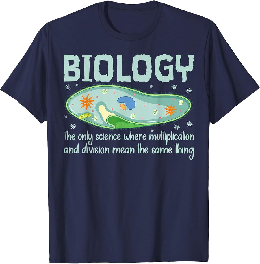 Funny Biology Design Bio Teachers and Biochemistry Lab Nerds T-Shirt - Navy Blue