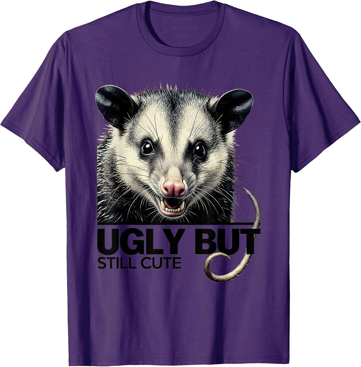 Ugly But Still Cute Funny Opossum Design T-Shirt - Purple