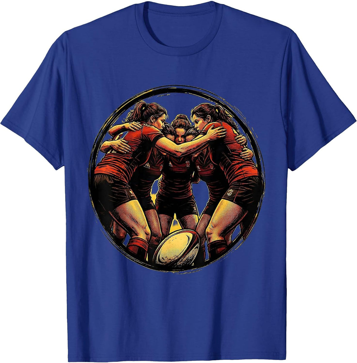 Rugby Team Huddle Unity Graphic T-Shirt - Royal Blue