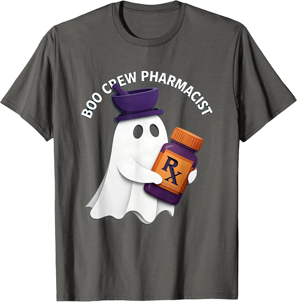 Men's Boo Crew Pharmacist Halloween Design T-Shirt - Asphalt Grey