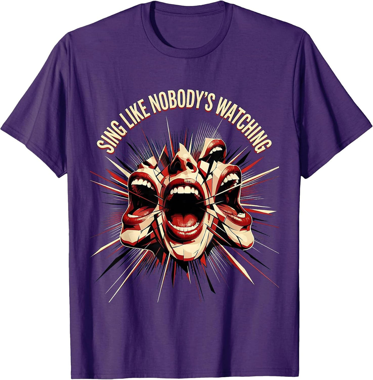Sing Like Nobody's Watching Music Lover Design T-Shirt - Purple