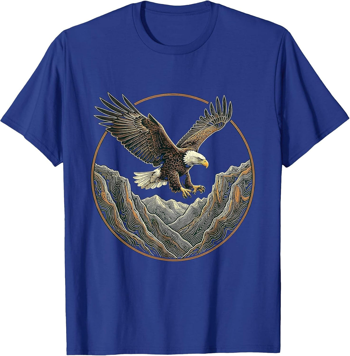 Colorado Eagle Soaring Over Mountain Ridge T-Shirt - Royal Blue