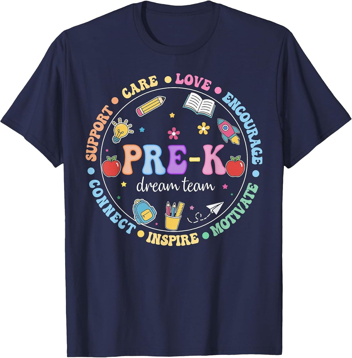 Dream Team Preschool Back to School Pre-K Teacher Kids T-Shirt - Navy Blue
