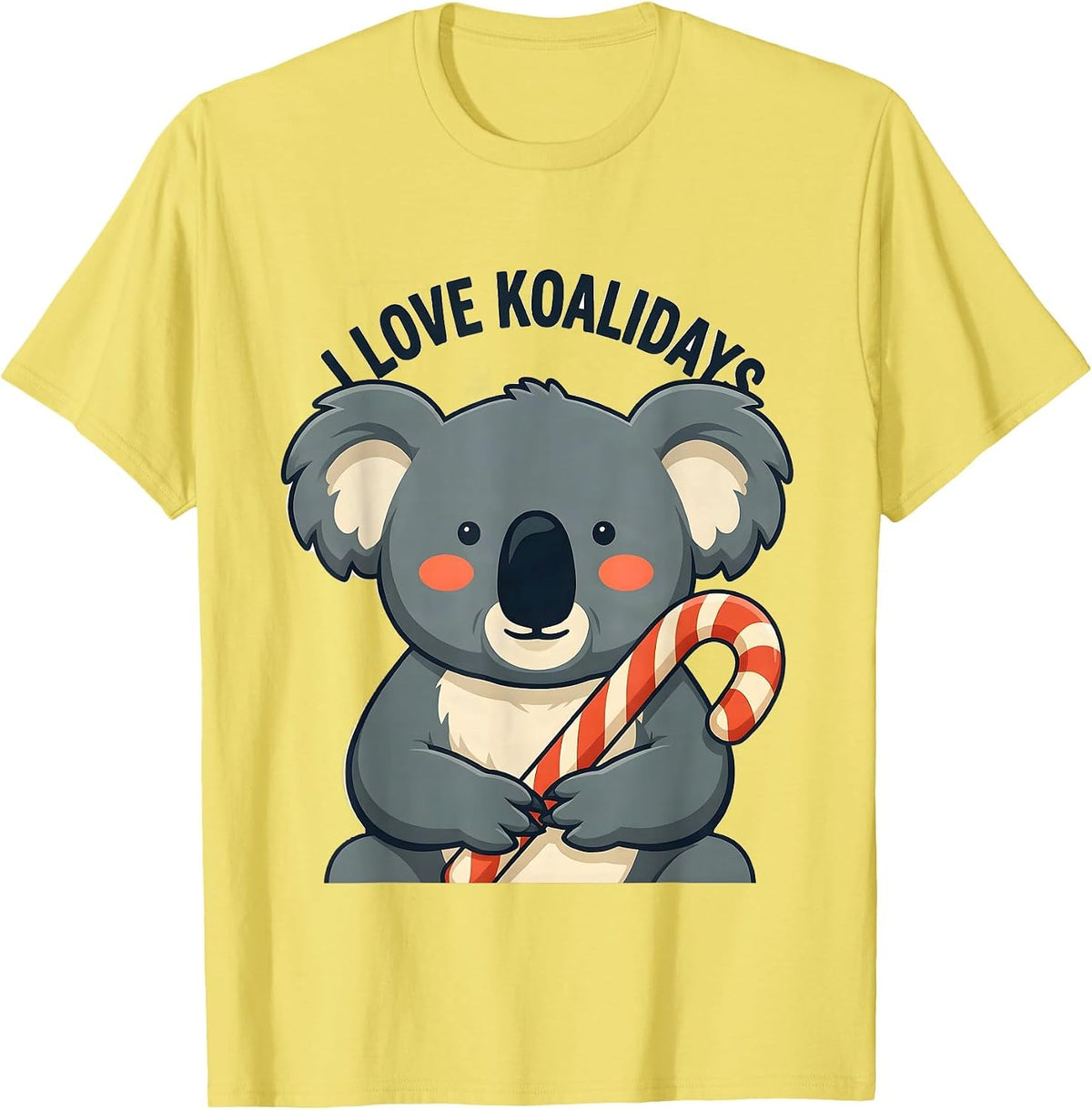 Men's I Love Koalidays Cute Koala Lover Holiday Novelty Christmas T-Shirt - Lemon Yellow