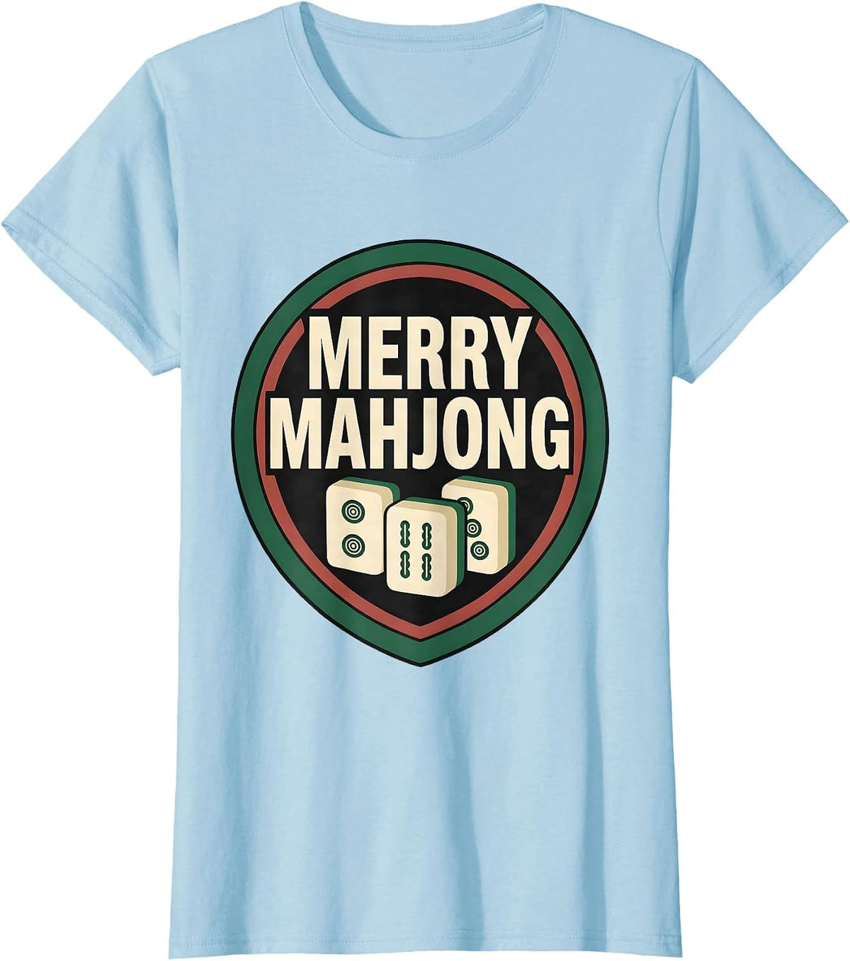 Merry Mahjong Playful Mahjong Player Vintage Holiday Party T-Shirt - Baby Blue