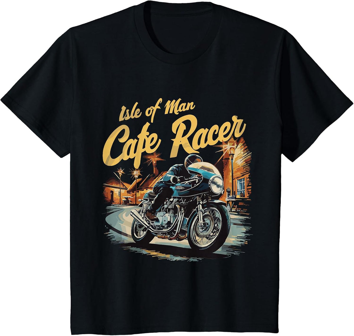 Isle of Man Motorcycle Cafe Racer Retro Vintage TT Races T-Shirt - Black