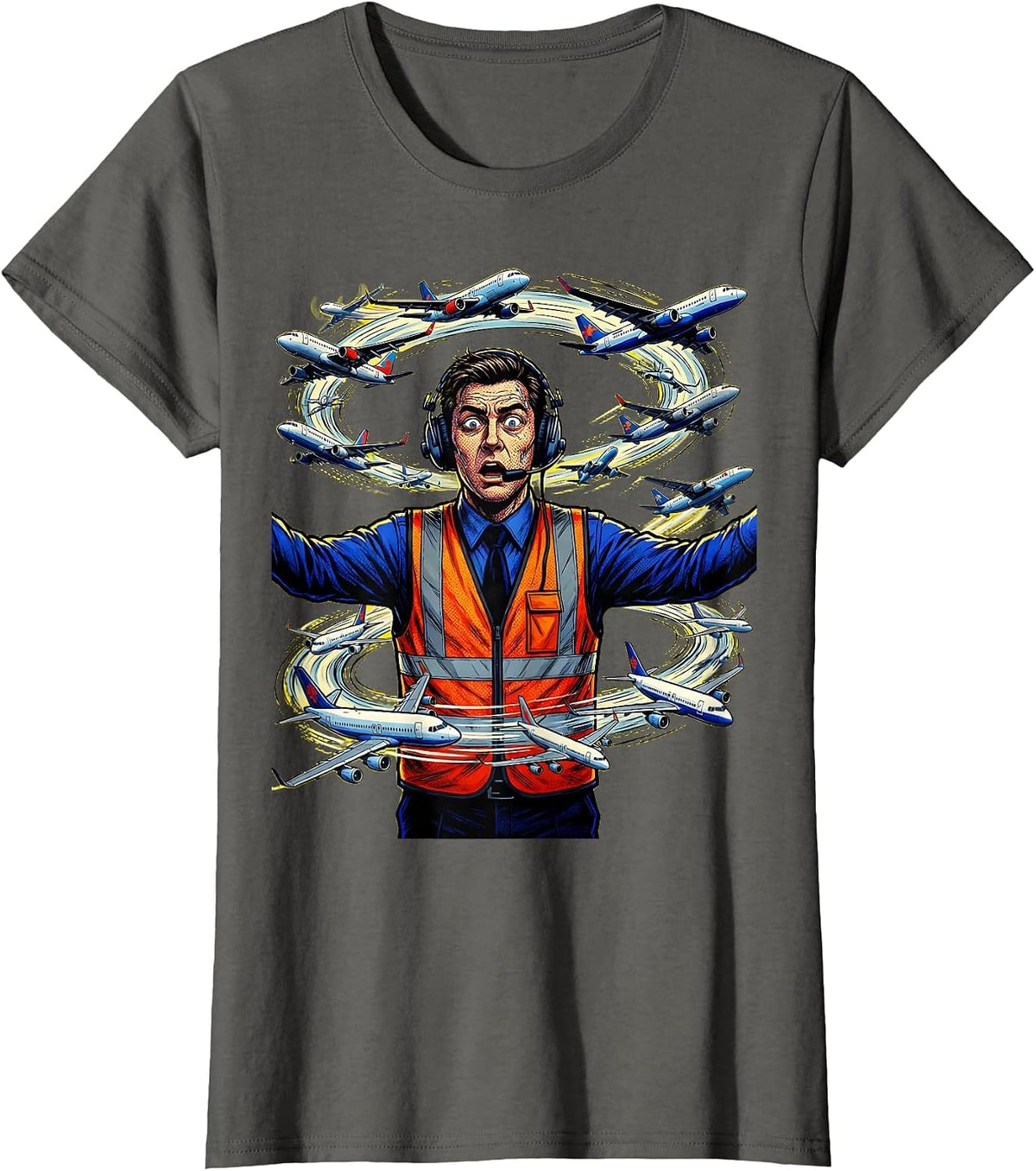 Women's Chaos Coordinator Air Traffic Controller Graphic T-Shirt - Asphalt Grey