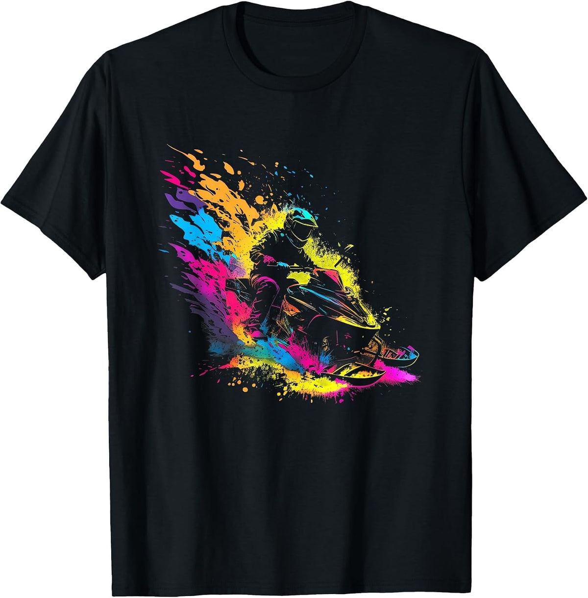Splash Art Snowmobile Snow Machine Ski-Doo Sledge T-Shirt - Black