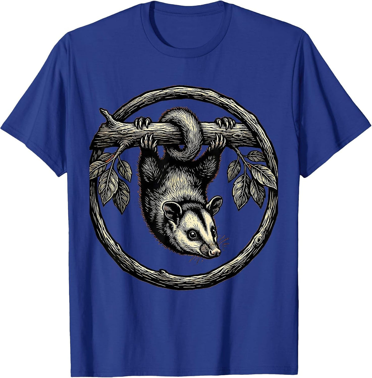 Opossum Hanging Upside Down From Branch T-Shirt - Royal Blue