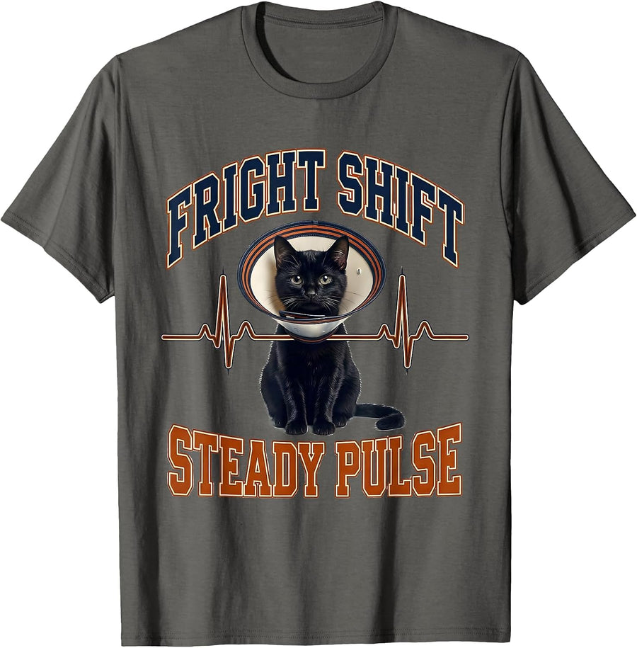Fright Shift Steady Pulse Sports Vet Tech Veterinary T-Shirt - Asphalt Grey