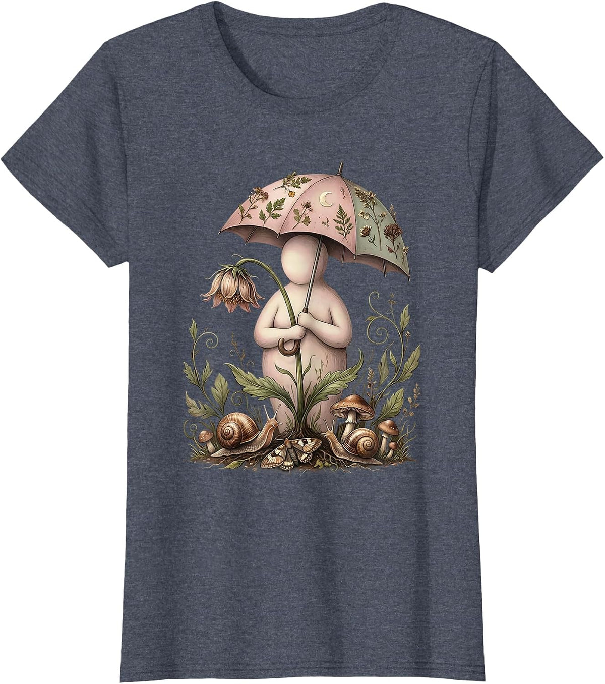 Women's Dear Person Behind Me Umbrella Flower Graphic T-Shirt - Heather Blue