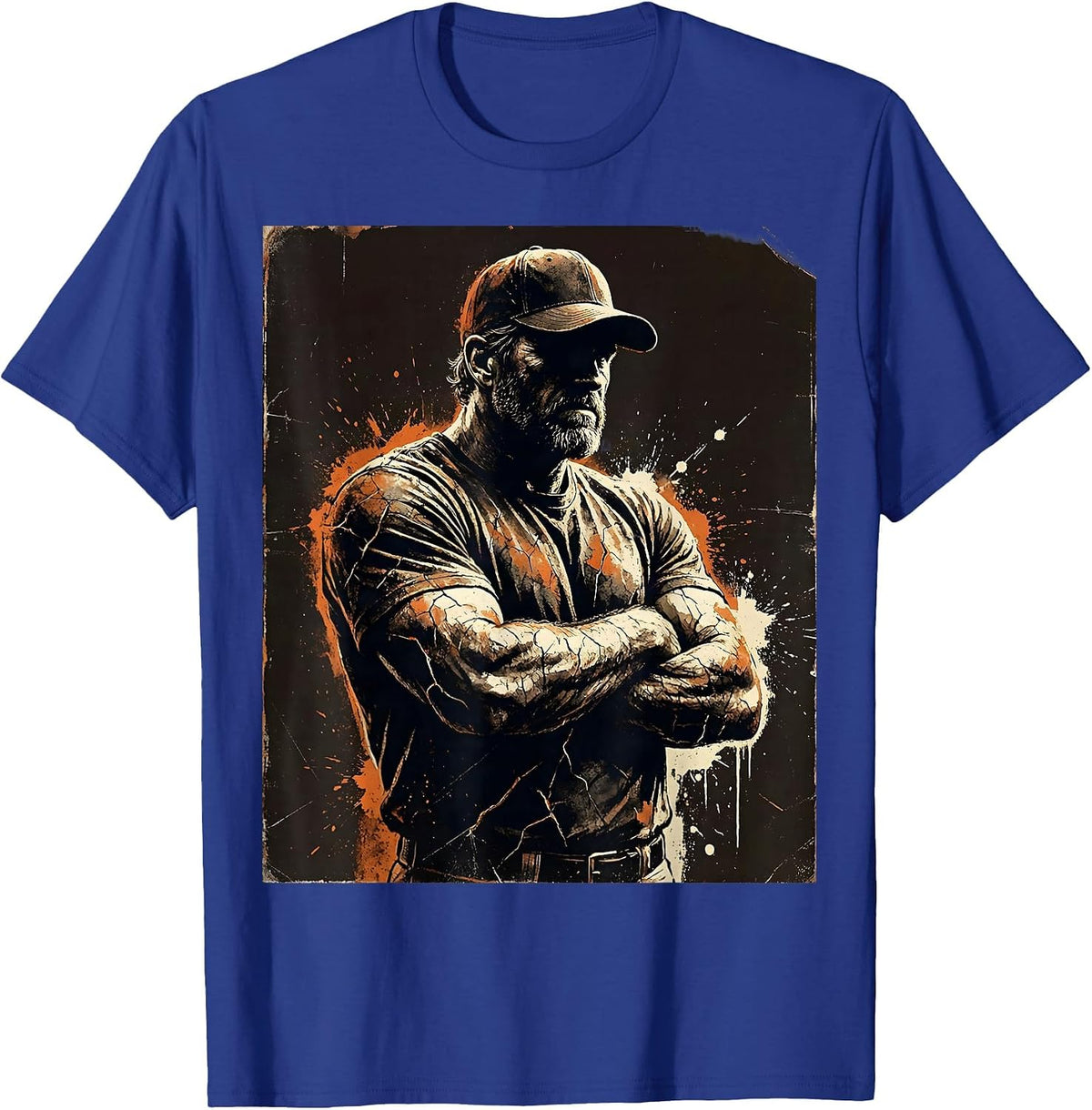 Men's Soccer Dad Arms Crossed Watching the Match T-Shirt - Royal Blue