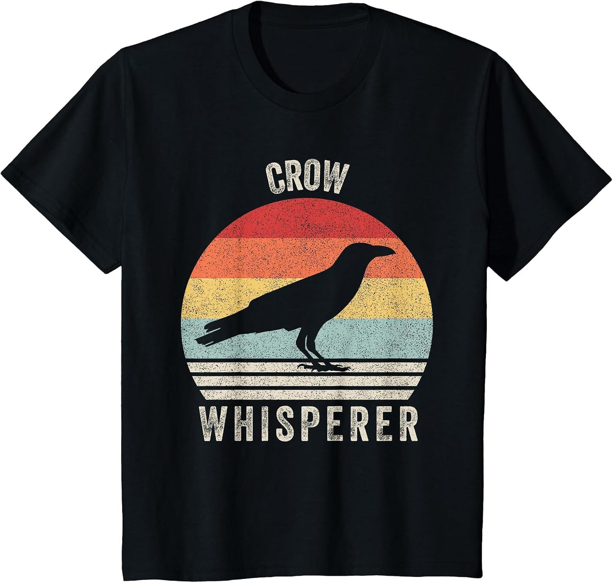 Retro Crow Whisperer Shirt Funny Birds Lover Crow Vintage T-Shirt - Black