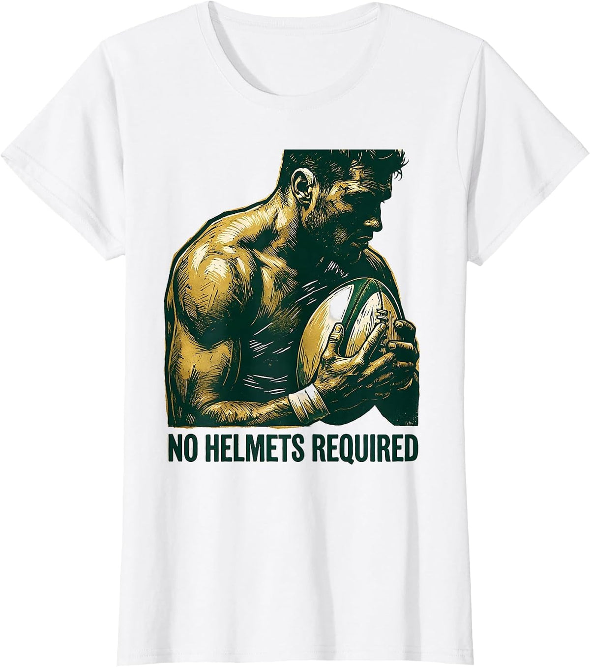 Women's No Helmets Required Linocut South African Rugby Bokke T-Shirt - White