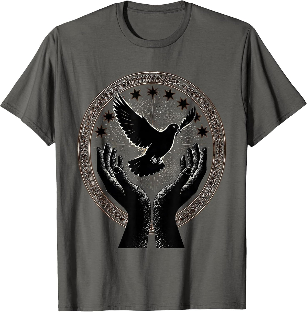 Virgo Dove Release Astrology Illustration T-Shirt - Asphalt Grey