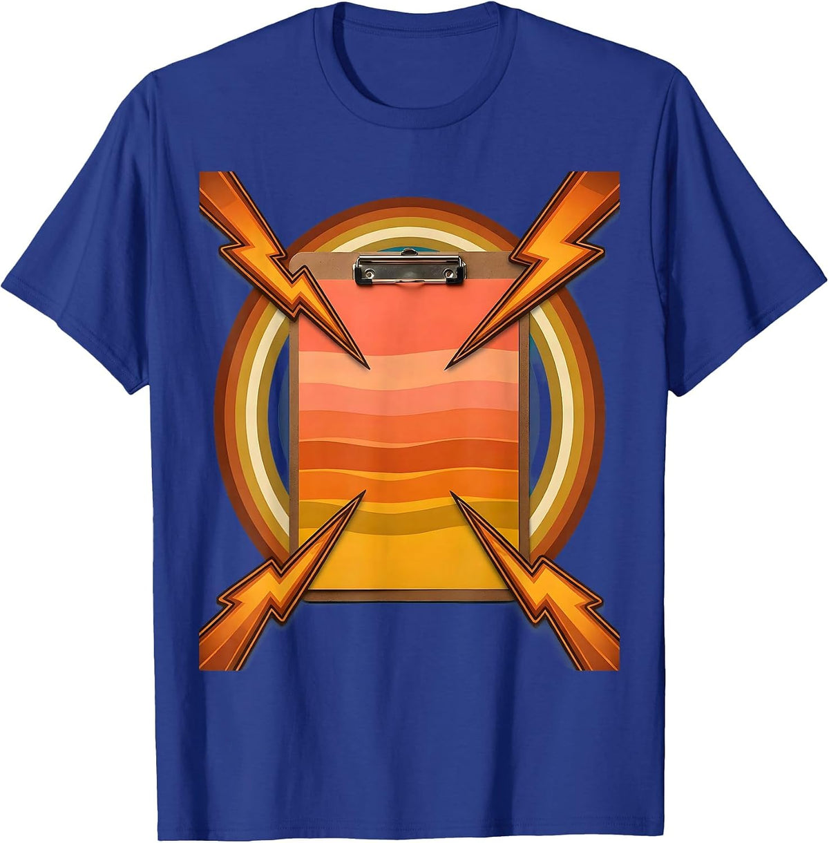 Chaos Coordinator Clipboard Lightning Bolt Graphic T-Shirt - Royal Blue