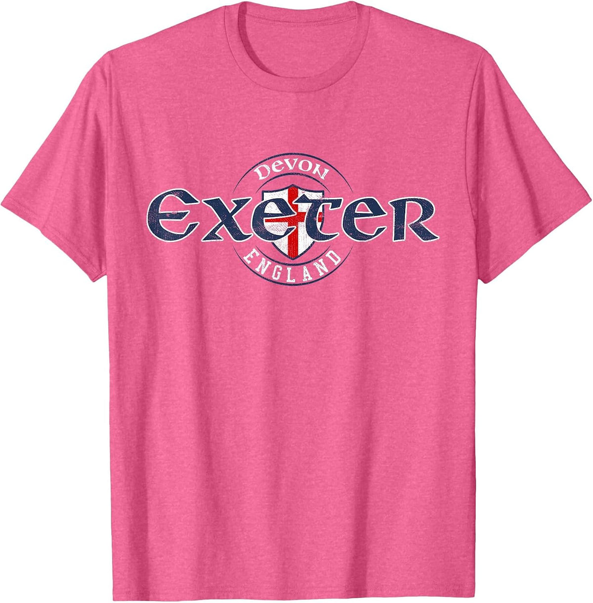 Exeter Devon England English Flag T-Shirt - Pink Heather