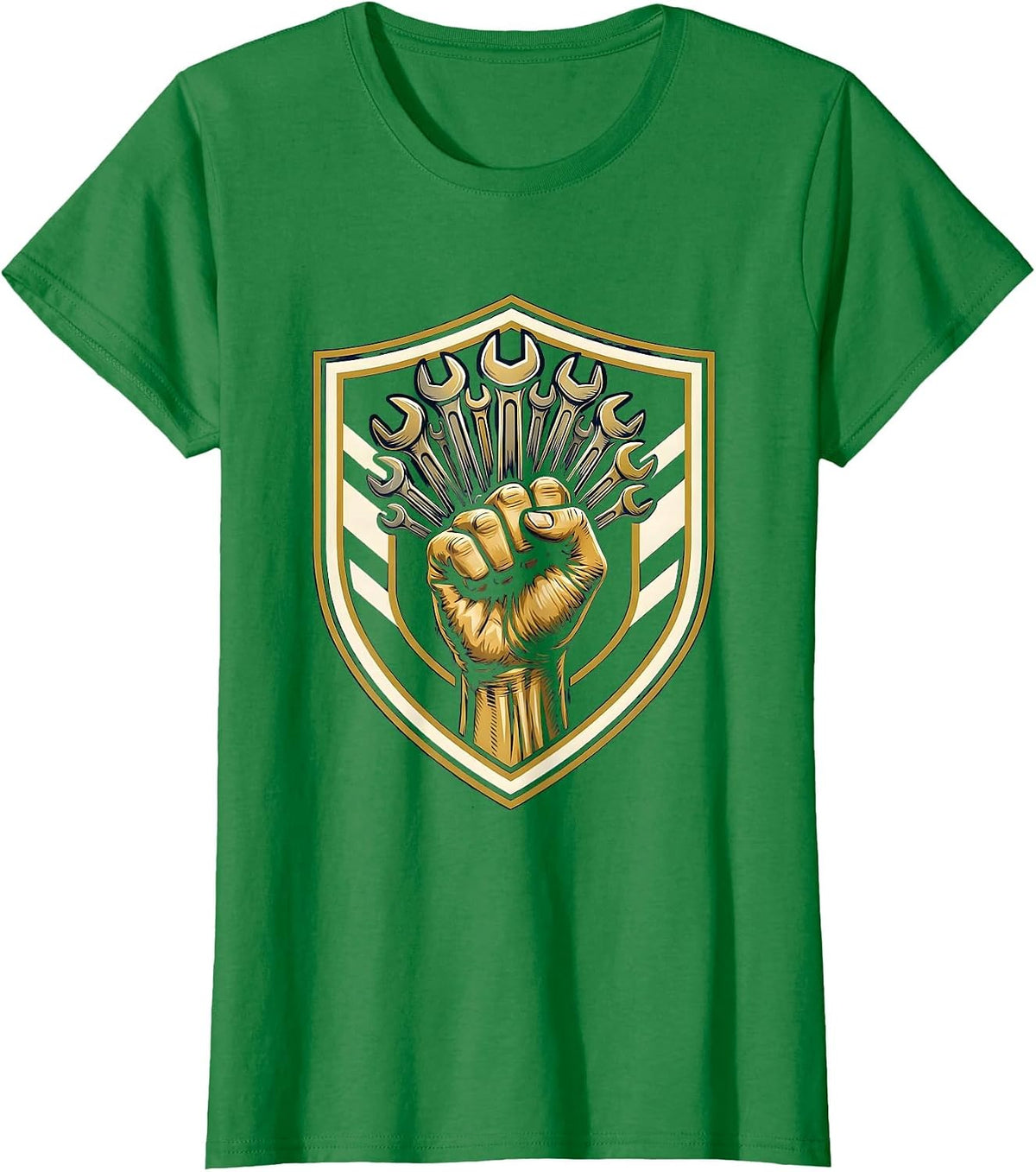 Women's Calloused Fist Wrenches Blue Collar Worker Graphic T-Shirt - Kelly Green