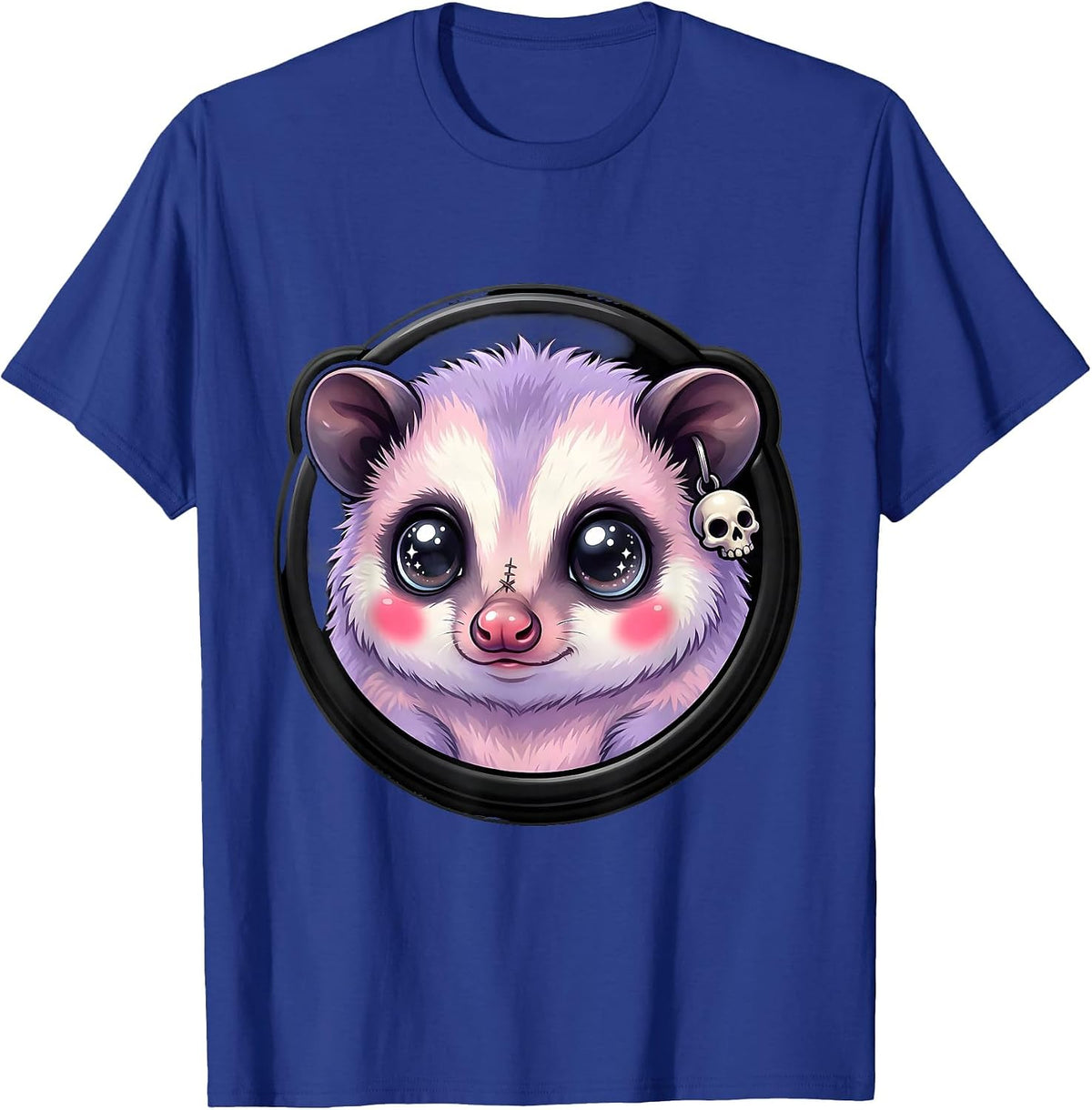 Men's Close-Up Opossum Face Graphic Tee T-Shirt - Royal Blue