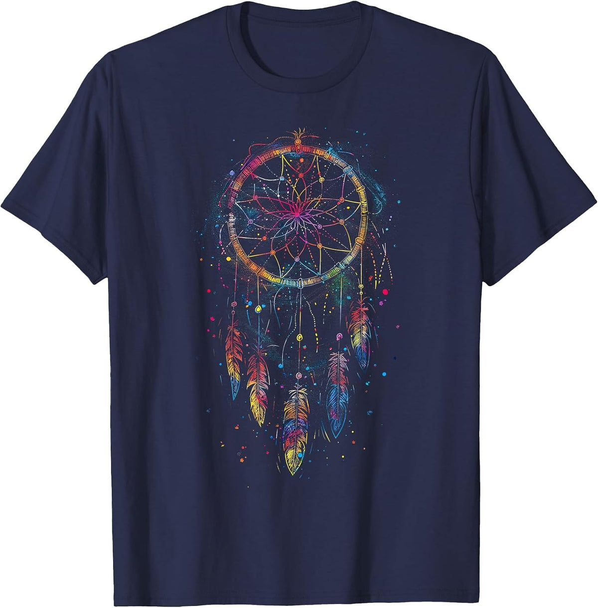 Dream Catcher Native American Hummingbird T-Shirt - Navy Blue
