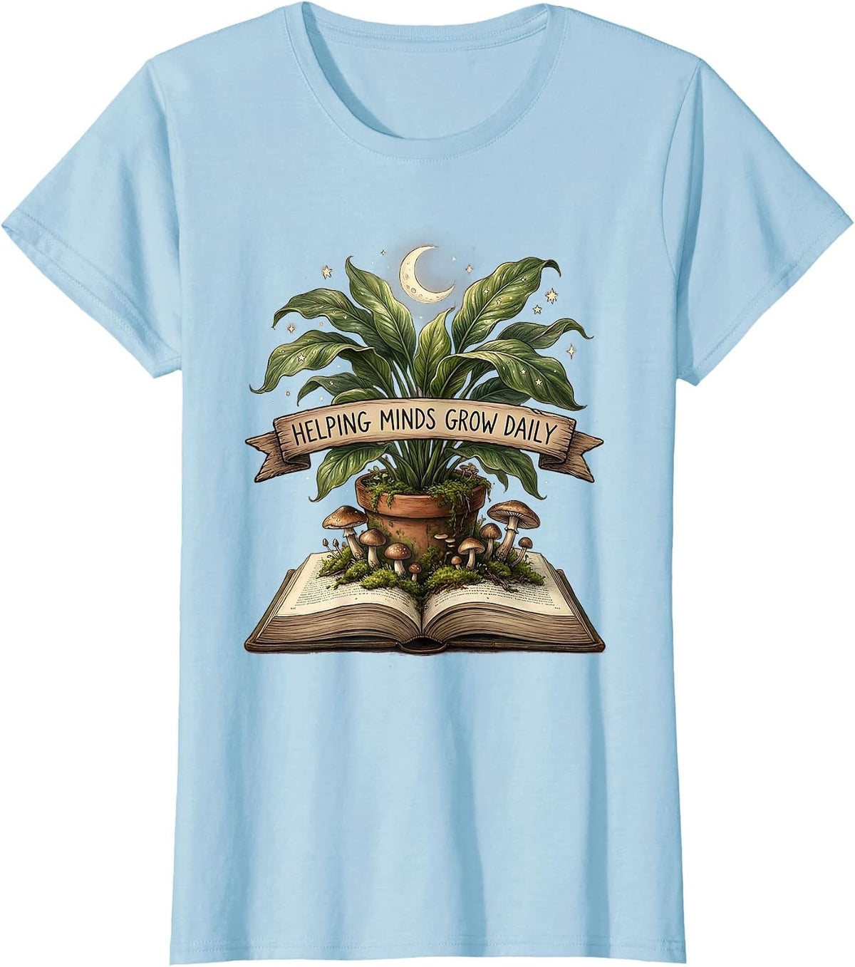 Helping Minds Grow Daily School Psychologist Design T-Shirt - Baby Blue