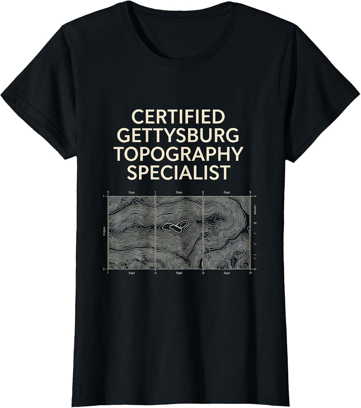 Women's Certified Gettysburg Topography Specialist History Teacher T-Shirt - Black