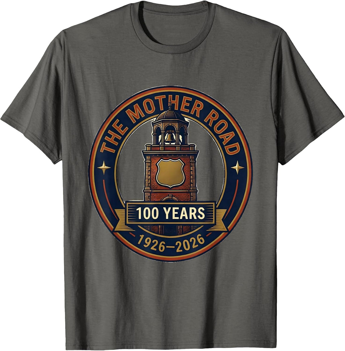 Men's The Mother Road 100 Years 1926-2026 Vintage Highway T-Shirt - Asphalt Grey