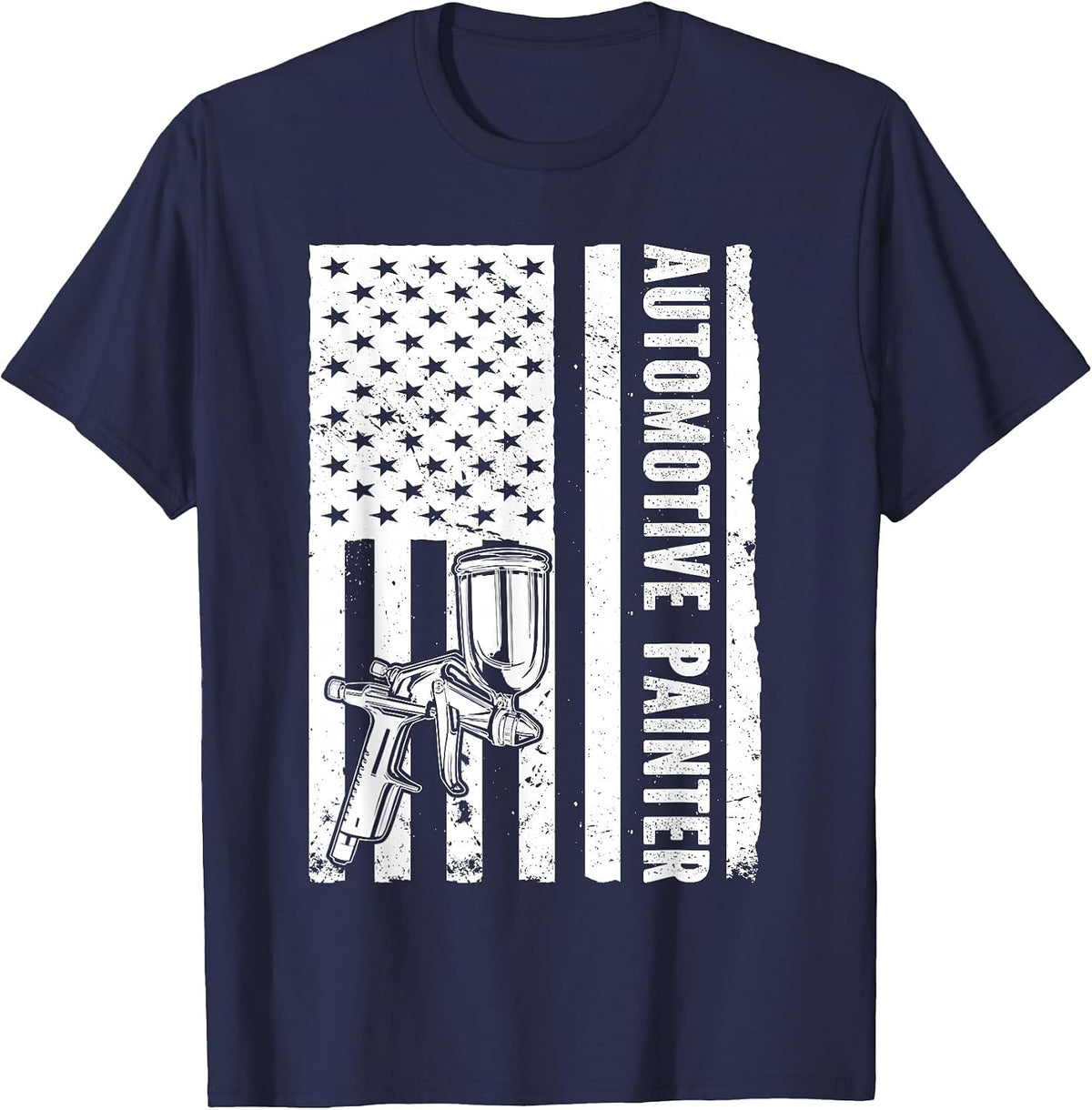 Auto Body Painter USA Flag Automotive Painter T-Shirt - Navy Blue
