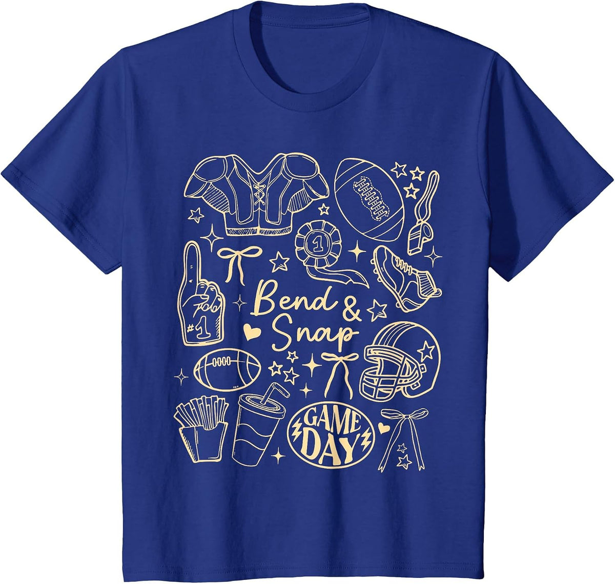 Funny Game Day Touchdown Season Cute Bend and Snap Football T-Shirt - Royal Blue