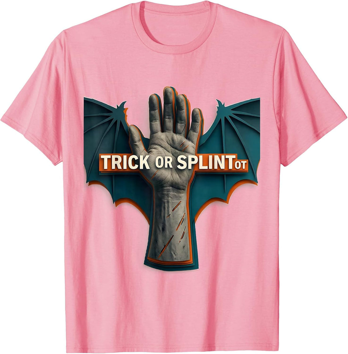 Men's Trick Or Splint OT Paper Cutout Halloween Rehab Therapy OT T-Shirt - Pink