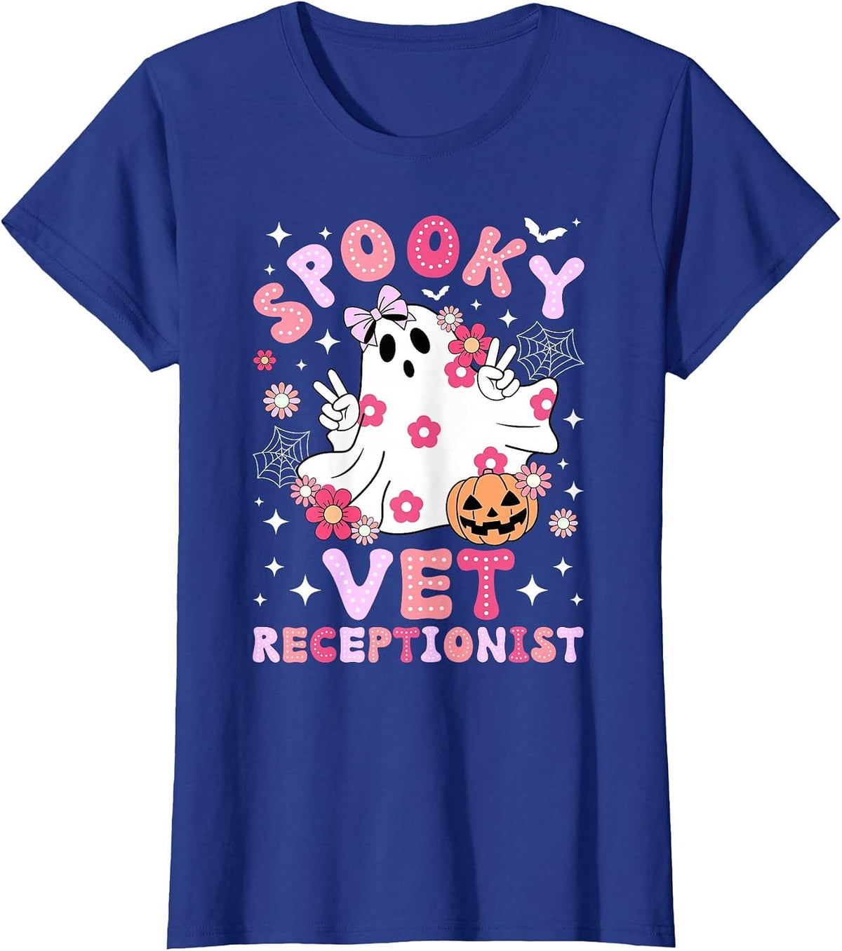 Spooky Vet Receptionist Halloween Veterinarian Receptionist T-Shirt - Royal Blue