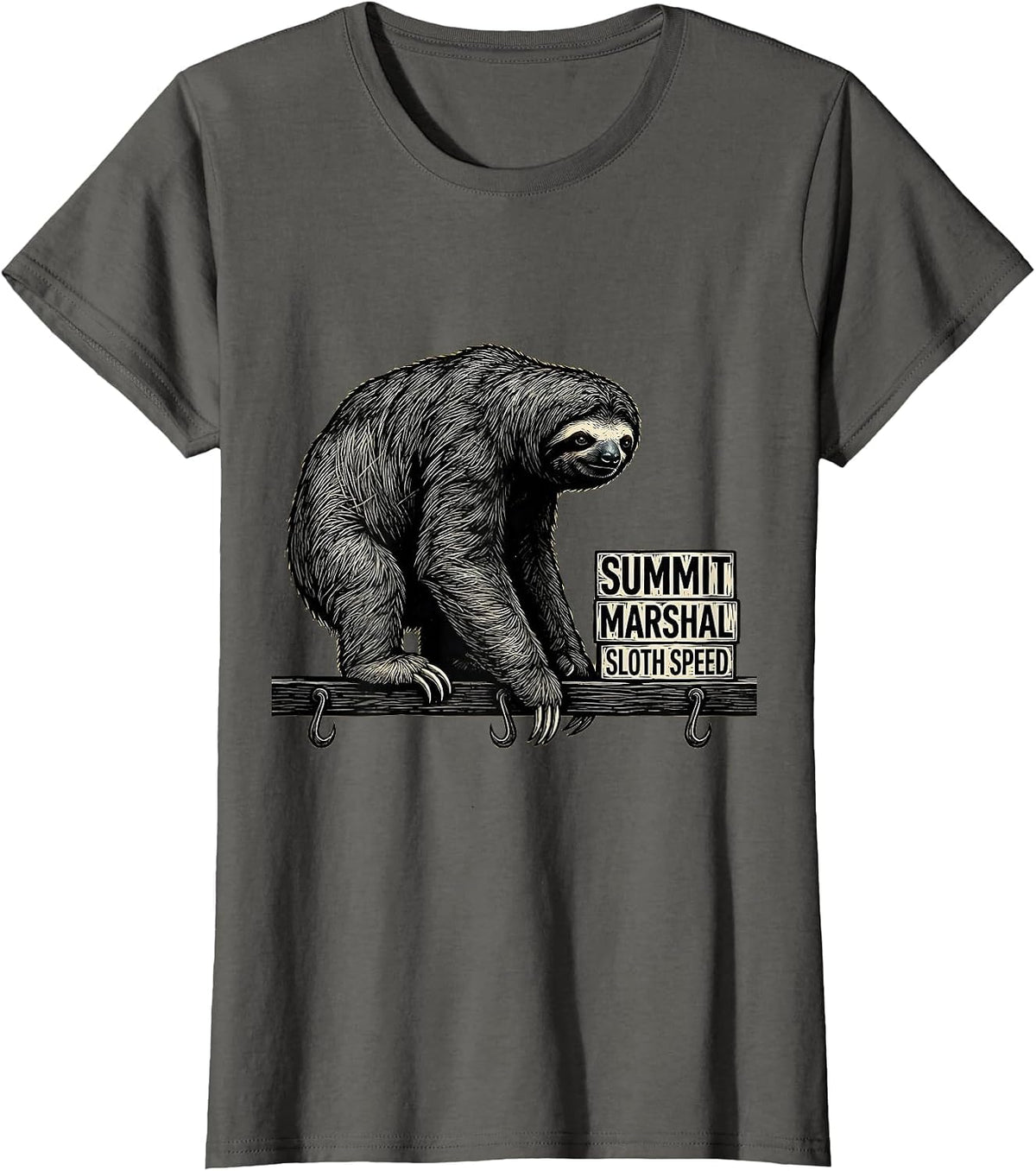 Women's Summit Marshal Sloth Speed Funny Sloth Lover Gift T-Shirt - Asphalt Grey