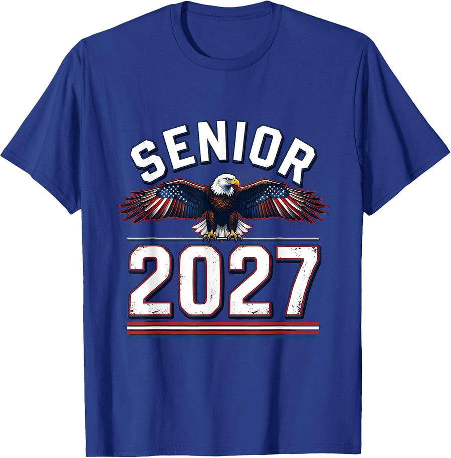 Senior 2027 Patriotic Graduation High School Class of 2027 T-Shirt - Royal Blue