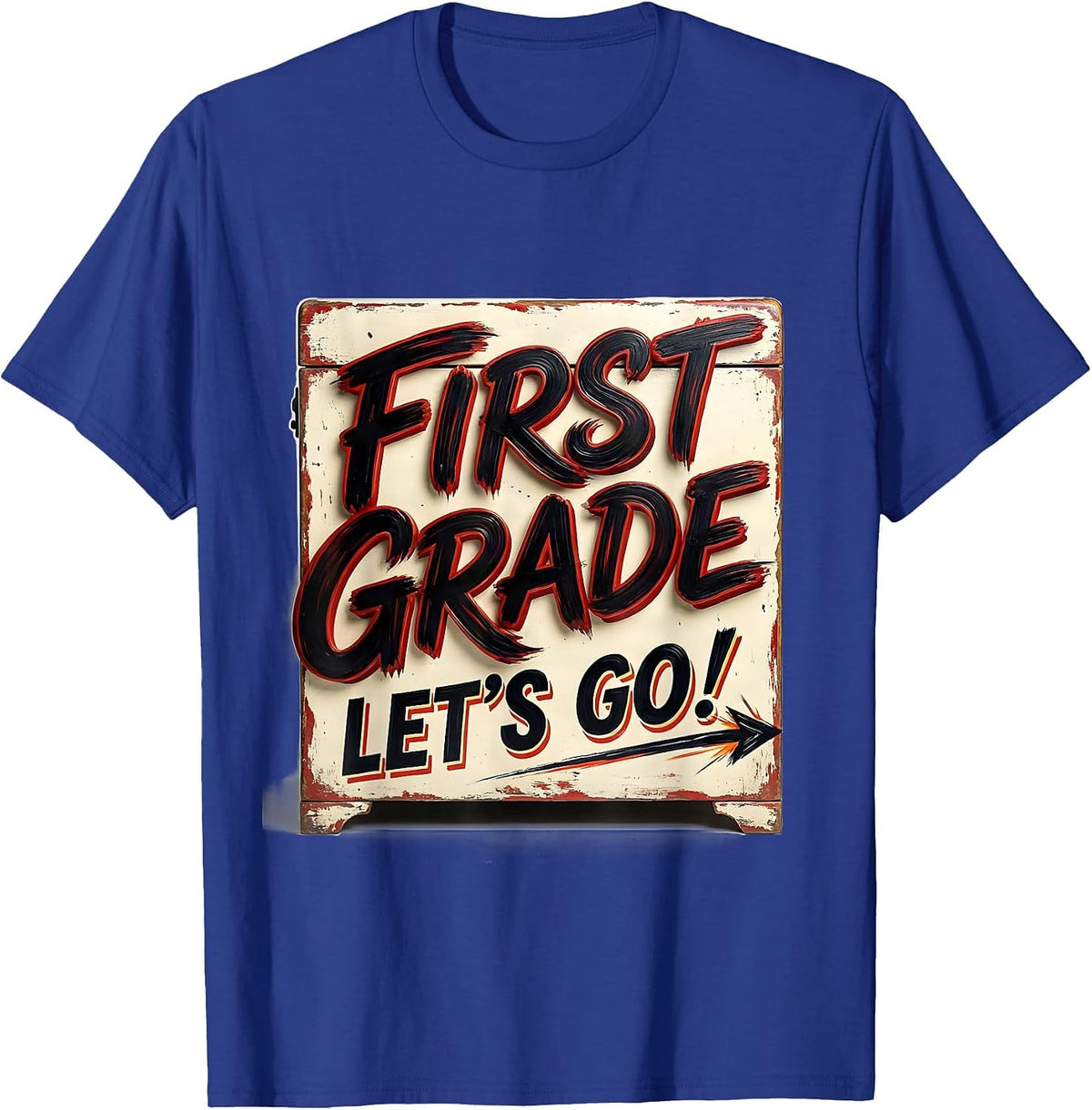 Men's First Grade Let's Go Cheerful Back to School Teacher Student T-Shirt - Royal Blue