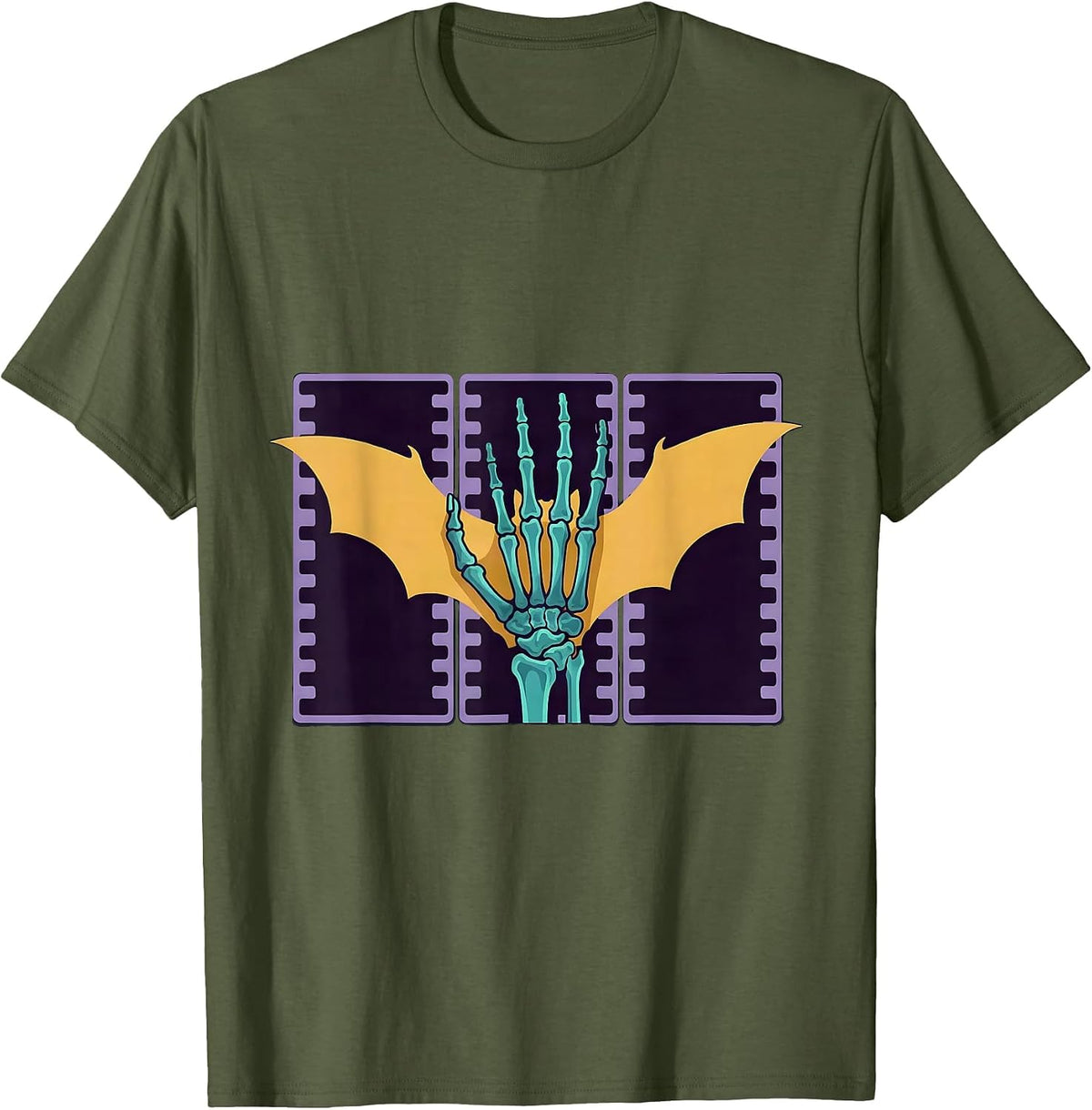 X-Ray Hand Puzzle Halloween Radiology Tech Humor T-Shirt - Olive Green