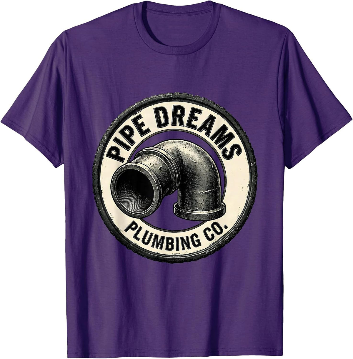 Men's Pipe Elbow Funny Plumber Trade Sarcastic Humor T-Shirt - Purple