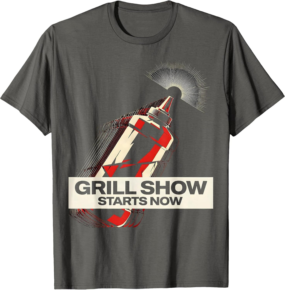 Grill Show Starts Now Futurist Dynamism Hibachi Chef T-Shirt - Asphalt Grey
