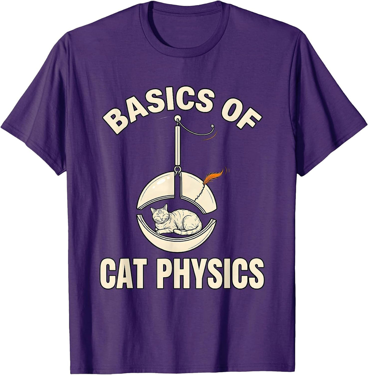 Men's Basics Of Cat Physics Funny Math Cat Teacher Gift T-Shirt - Purple