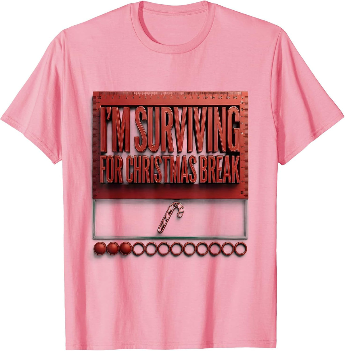 Men's I'm Surviving For Christmas Break Funny Teacher Sped Winter T-Shirt - Pink