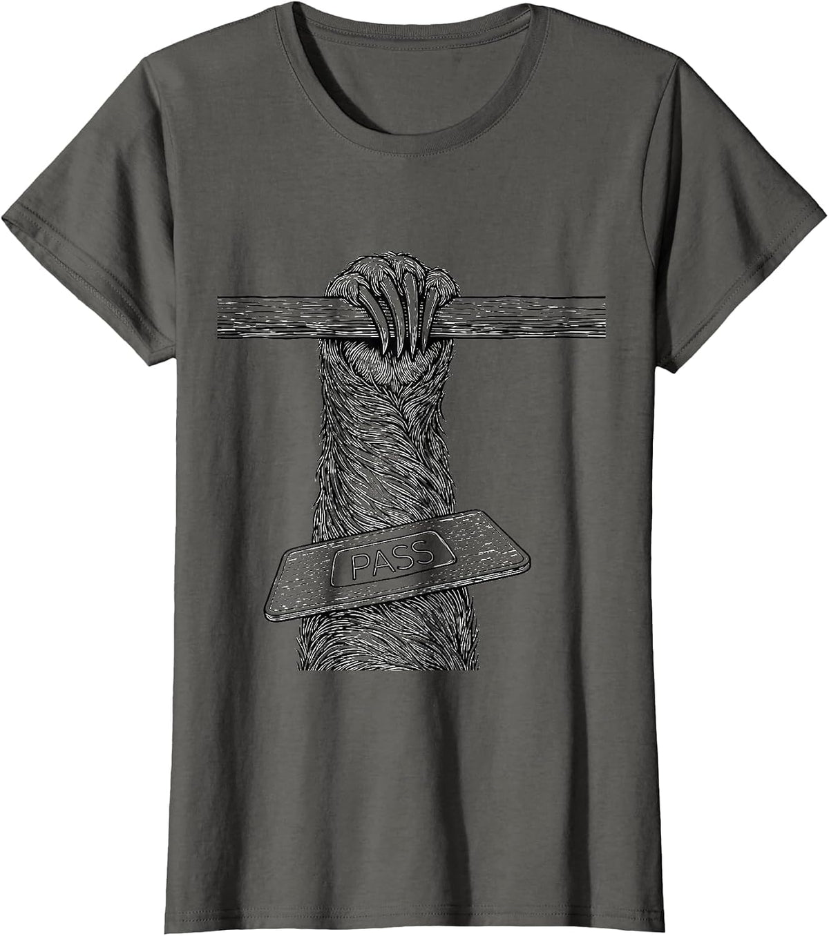 Women's Pass Funny Sloth Lover Humor Animal Affinity Gift T-Shirt - Asphalt Grey