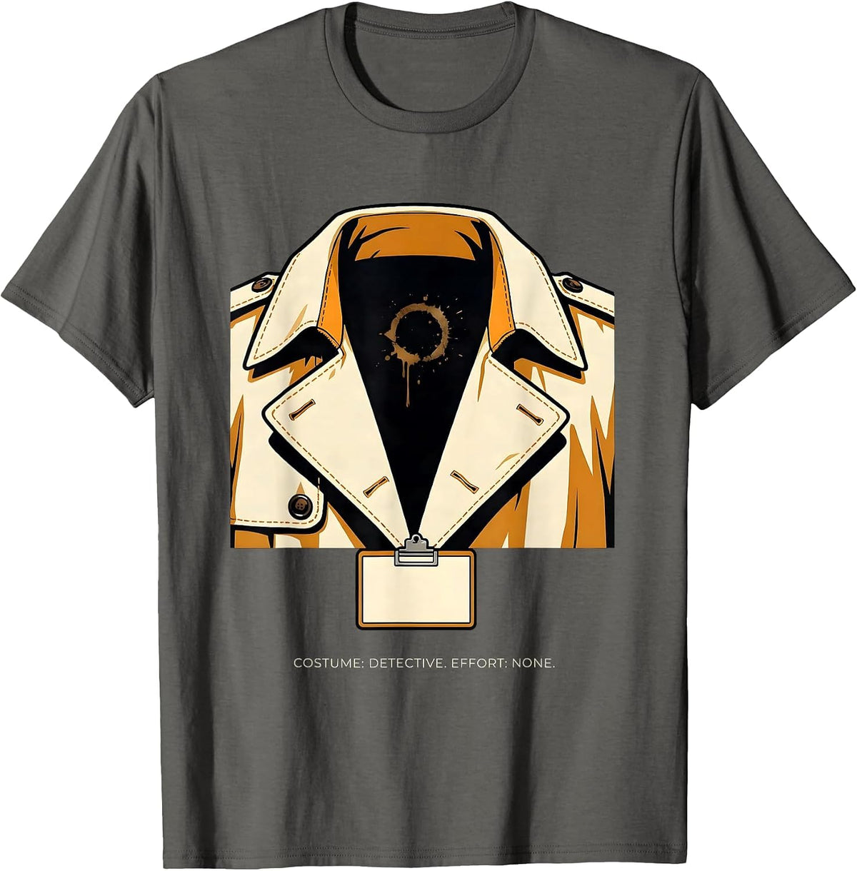 Men's Costume: Detective Effort None True Crime Couch Division T-Shirt - Asphalt Grey