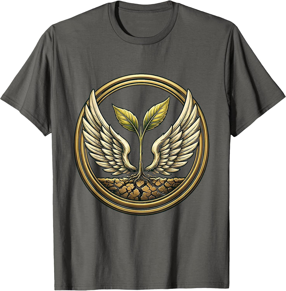 Suicide Prevention Awareness Seedling Sprouting Art T-Shirt - Asphalt Grey