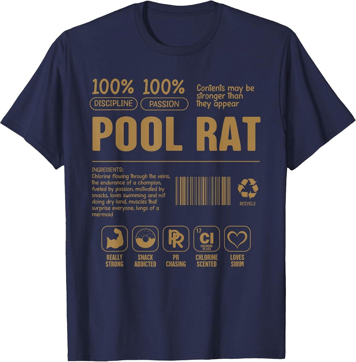 Swimming Swimmer Swim Mom Swim Dad Pool Rat Definition T-Shirt - Navy Blue