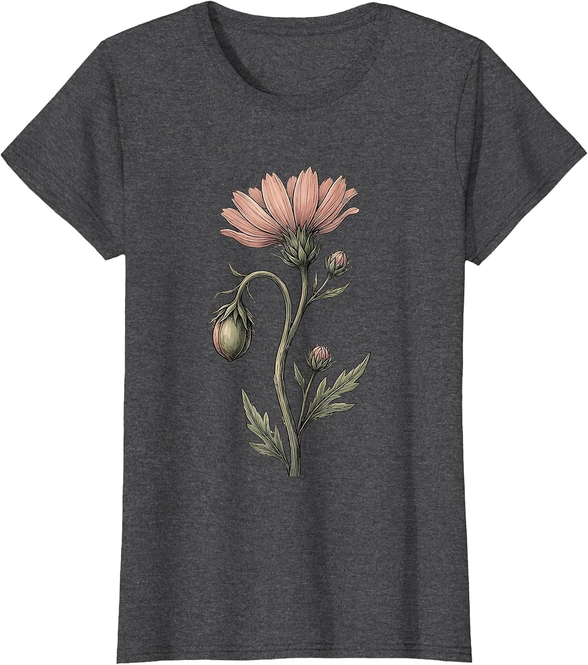 Women's Semicolon Flower Suicide Prevention Awareness T-Shirt - Dark Heather Grey