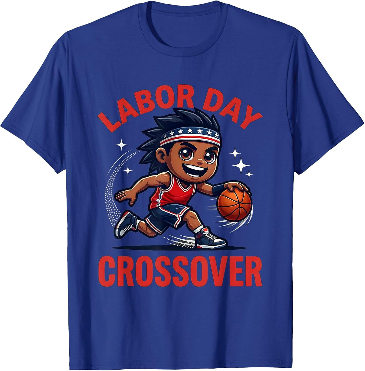 LABOR DAY CROSSOVER Funny Basketball Player Labor Day T-Shirt - Royal Blue