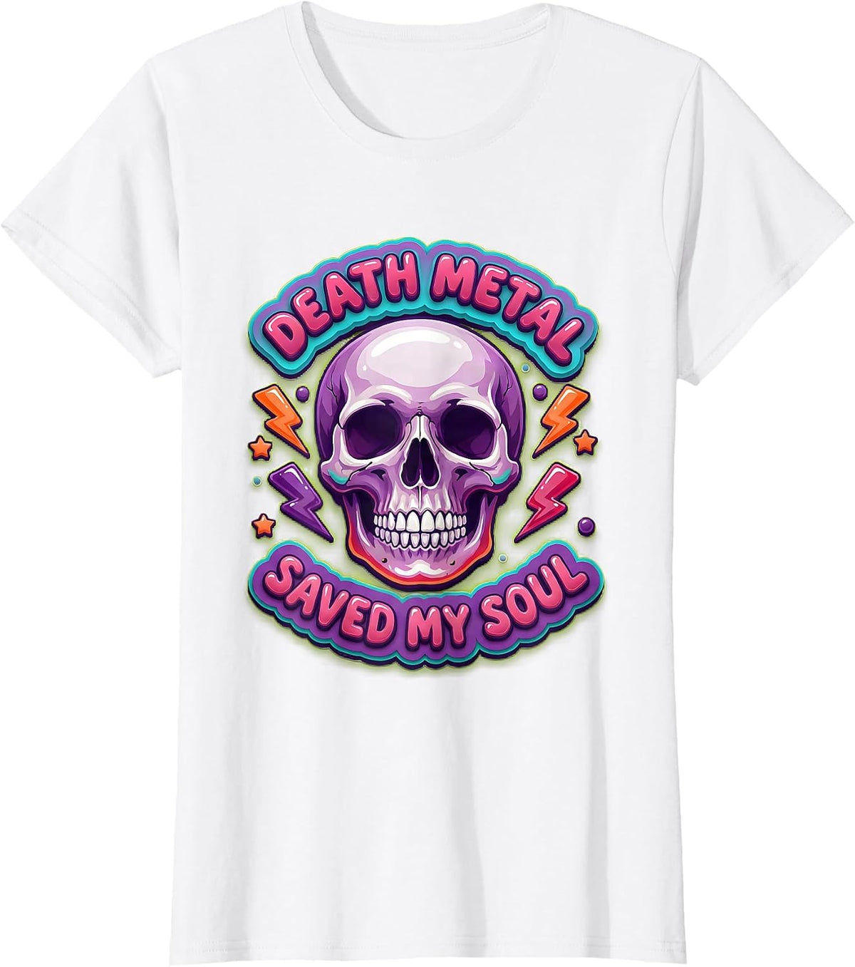 Death Metal Saved My Soul Dark Music Design T-Shirt - White