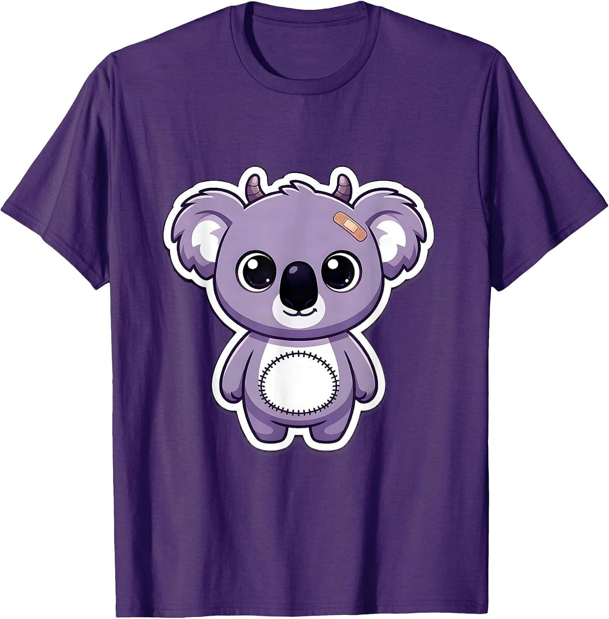 Chibi Koala Sticker Creepy Cute Kawaii Pastel Goth T-Shirt - Purple